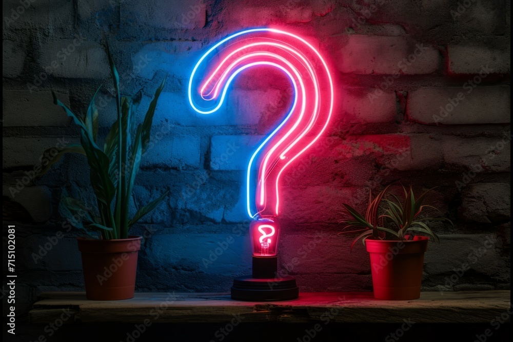 Poster abstract question mark, conceptual symbol. background with selective focus and copy space