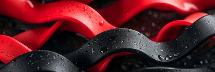 Rubber Gaskets and Seals in Black and Red, Circular Rings for Industrial Use - obrazy, fototapety, plakaty