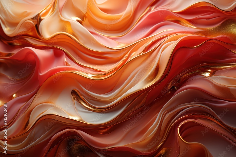 Aufkleber a computer generated image of a wavy red and gold pattern on a computer generated image of a wavy re
