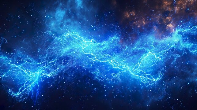 Abstract background of blue electrical explosive field in an impactful and dynamic vision. Blue electrical explosion of electrifying energy in a fascinating setting.