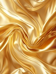 Fototapeta premium Shiny golden silk cloth background with soft folds, perfect for backgrounds and design elements.