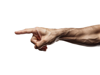 Human hand pointing, high-detail, isolated on black...