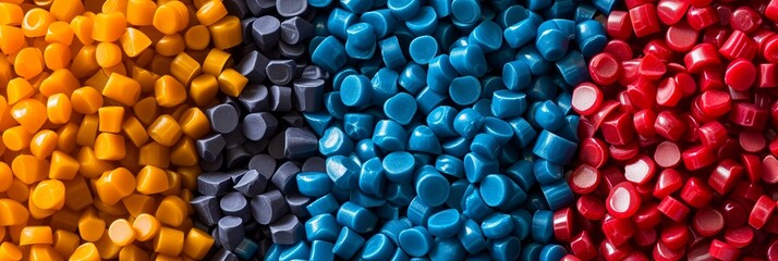 Colorful Plastic Pellets for Material Manufacturing and Polymer Industry - obrazy, fototapety, plakaty
