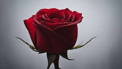 red rose with water drops A red rose  with a thorn on it. The  rose is passionate  