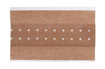 Adhesive bandage new, sticky isolated on white, top view,