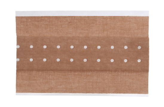 Adhesive bandage new, sticky isolated on white, top view,