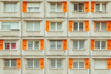 Obraz premium a picture of a large building with many window,pattern