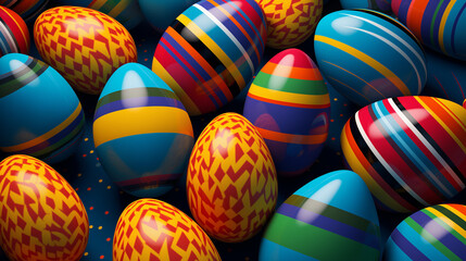 Fototapeta na wymiar Easter eggs with patterns in vibrant colors