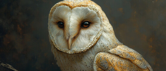 The barn owl in nature. Tyto alba. Naturalistic illustration. Wildlife in its natural habitat.