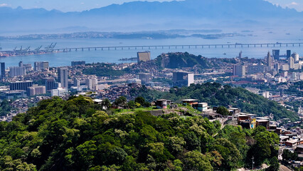 Prazeres Hill In Rio De Janeiro Brazil. Favela Aerial View. Tijuca Forest. Rio De Janeiro Brazil....