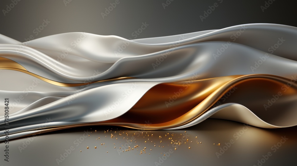 Aufkleber a white and gold wavy background with some gold flecks on the bottom of the image and some gold flec