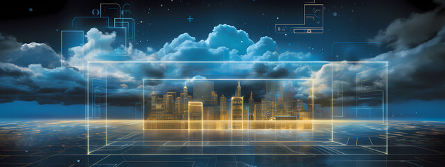Fototapeta na wymiar Digital Symphony: The Geometric Essence of Cloud Data