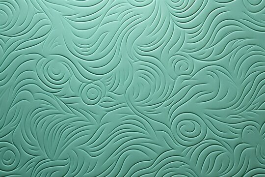  a close up of a green surface with a pattern of wavy lines in the center of the surface and a circular design in the middle of the surface.