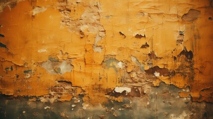  a rusted wall with peeling paint and peeling paint on the side of the wall and a fire hydrant in front of it.