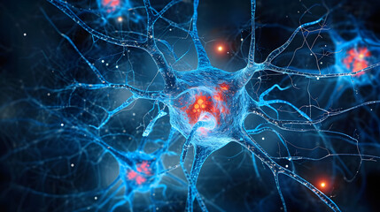 Neurons cell brain on science background