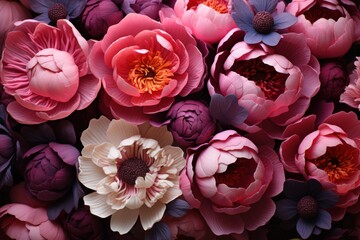  a close up of a bunch of flowers with pink and purple flowers in the middle of the petals and one flower in the middle of the petals.