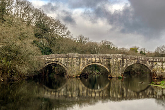 Brandomil Bridge (11th-12th centuries) over the Xallas River. Zas, A Coru&ntilde;a, Spain.
