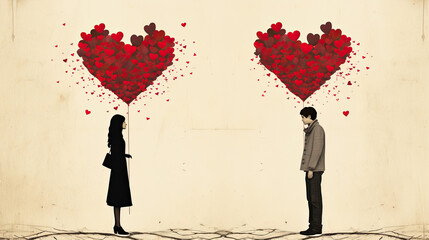 illustration of a couple in love