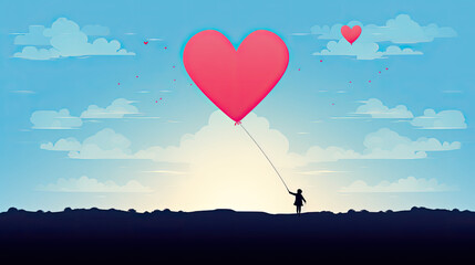 Fototapeta premium girl holding heart-shaped balloon