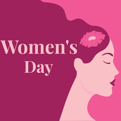 International Women's Day vector illustration concept on March 8, woman head side view illustration, happy women's day, can be used for, landing page, template, UI, web, mobile app, poster, banner. 