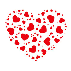 Heart silhouette of red hearts	
