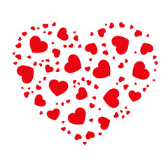 Heart silhouette of red hearts