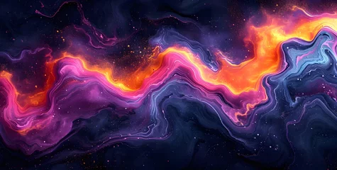 Fotobehang abstract rounded wave surface texture. abstract background with glowing lines wallpaper. abstract background with glowing lines. burning flames © Stream Skins