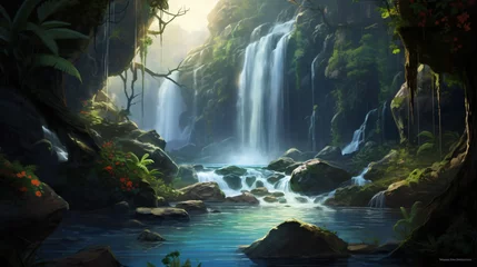 Tuinposter Beautiful waterfall © enshal