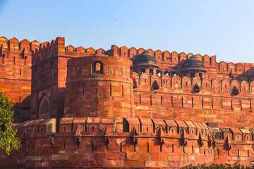 Agra, India. Beautiful architecture of Agra Fort - A UNESCO World Heritage site.