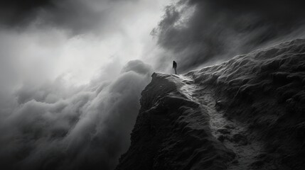 silhouette of a man standing on the rocks