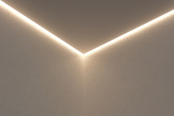 Diode lighting in the corners of the ceiling in an apartment with a stretch ceiling. Modern design....