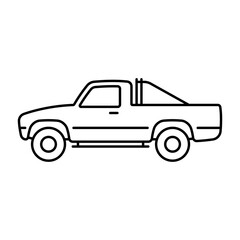 Fototapeta premium Off-road pickup truck icon. Black contour linear silhouette. Editable strokes. Side view. Vector simple flat graphic illustration. Isolated object on a white background. Isolate.
