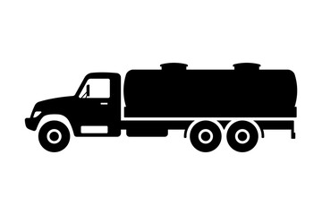 Truck tank icon. Black silhouette. Side view. Vector simple flat graphic illustration. Isolated object on a white background. Isolate.