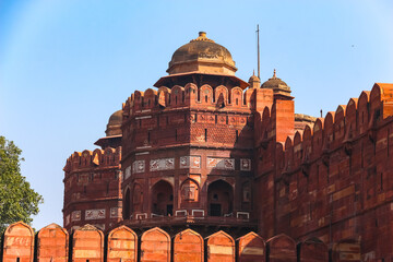 Agra, India. Beautiful architecture of Agra Fort - A UNESCO World Heritage site.