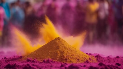 Bright colorful powder in bowls for the annual Hindu spring festival Holi , Love and Spring, Ai generative
 - obrazy, fototapety, plakaty