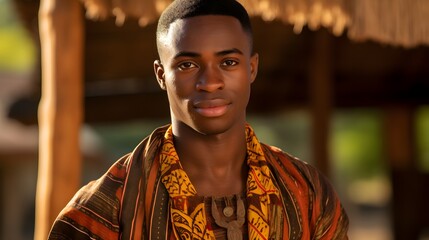 Fototapeta premium Zambian African man wearing his traditional dress
