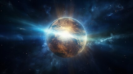 3D earth day light with rising sun intro planet image