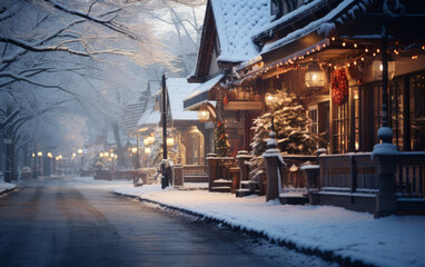Obraz premium Glistening Snow Town - Winter Wonderland