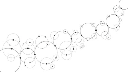 Technology abstract background. Abstract geometric background. Connected circles. Network of circles.