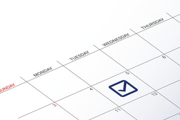 Elections reminder icon. Calendar with american star symbol.