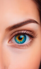Fototapeta premium Close-up of human blue eye with pupil.