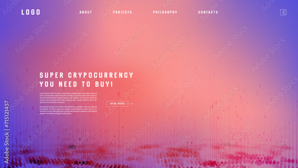 Poster landing page abstract design with big data. template for website or app.