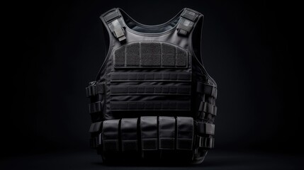 Black bulletproof vest. AI generated.