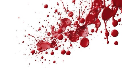 Red drop on a white background. Red blots. AI generated.