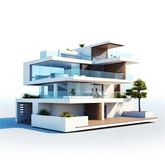 Fototapeta na wymiar house 3d render white and gray color isolate