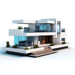 house 3d render white and gray color isolate