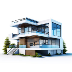 house 3d render white and gray color isolate