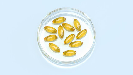 The oil pill for vitamin or healthy concept 3d rendering.