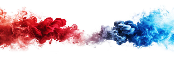 Red and blue smoke isolated on transparent background. - 715124278