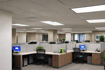 computer, room, office, furniture, small office,  Generative AI